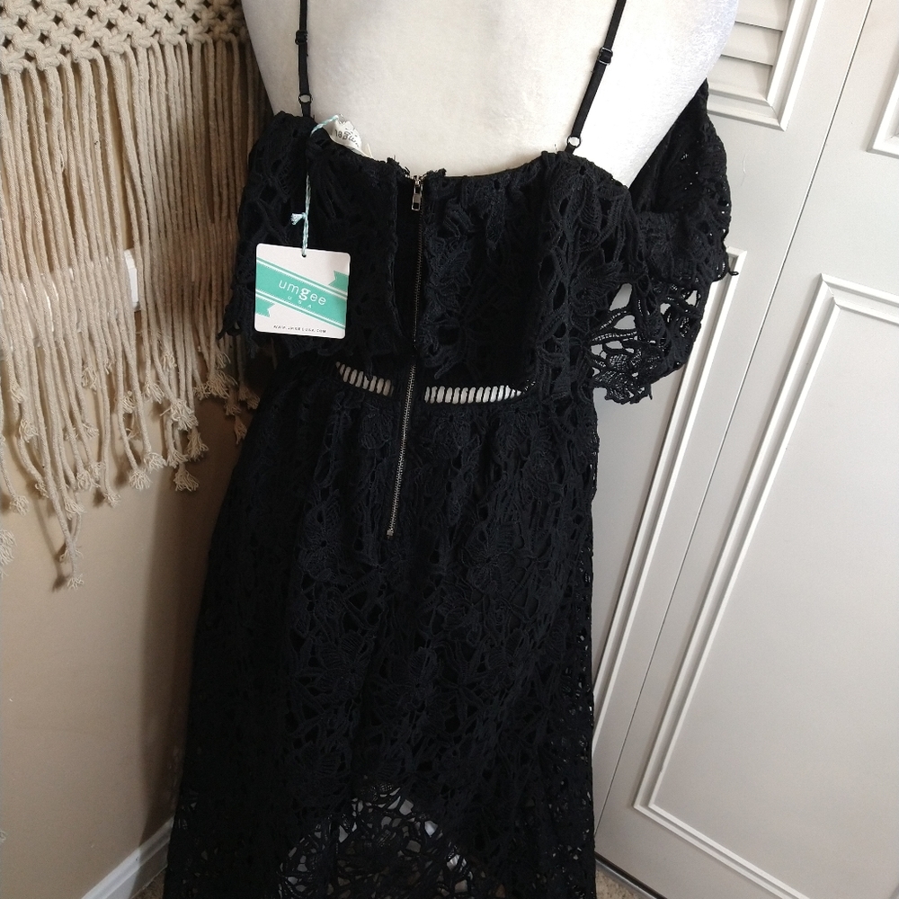 New UMGEE black spaghetti strap crochet lace dress - Picture 4 of 10